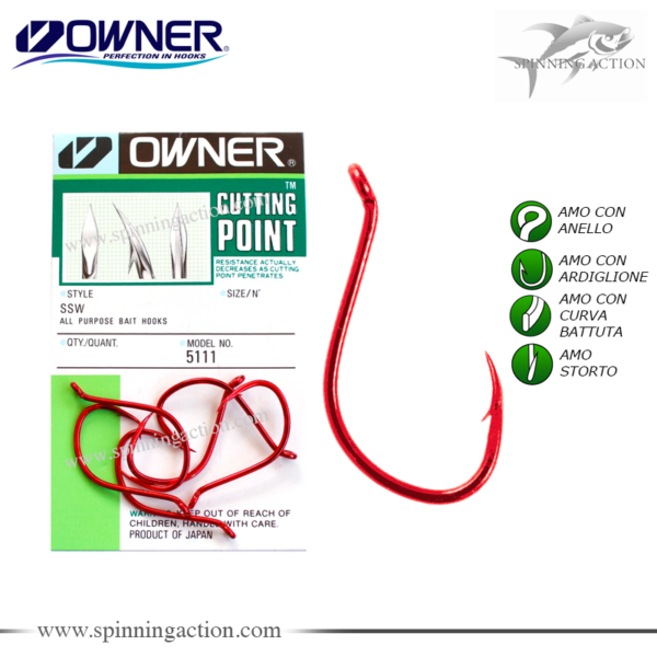 Owner 5111 RED SSW All Purpose Bait Hook